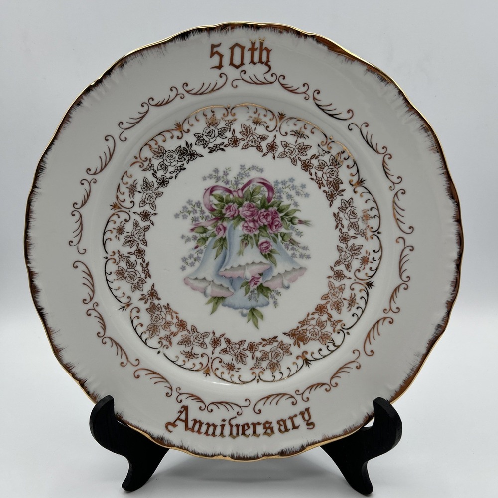 Vintage Norcrest Fine China 50th Anniversary Plate Japan B-510 Gold Accent 10.5"